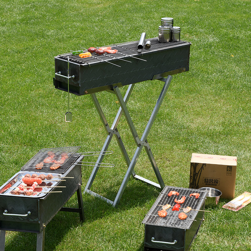 Faltbarer tragbarer X-förmiger Grill aus rostfreiem Stahl