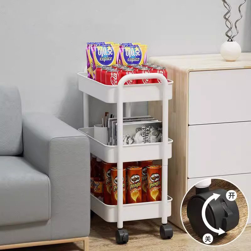 Floor Multi-Tier-Doppelgriff mobiler Trolley-Schelf