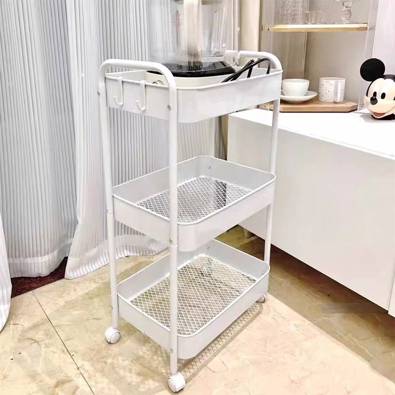Floor Multi-Tier-Doppelgriff mobiler Trolley-Schelf