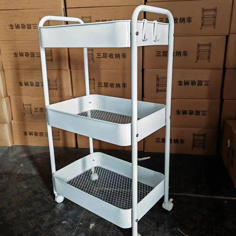 Floor Multi-Tier-Doppelgriff mobiler Trolley-Schelf